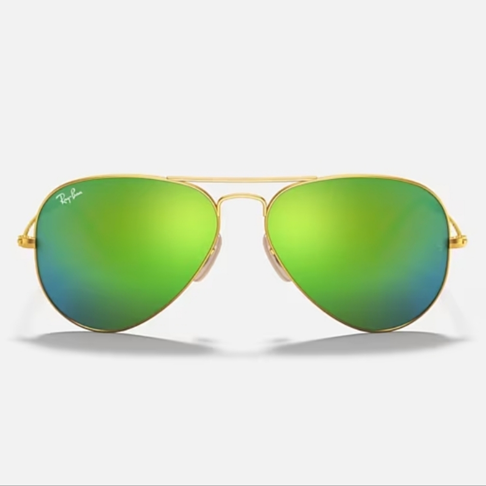 Green Tinted Ray Ban Aviator Sunglasses